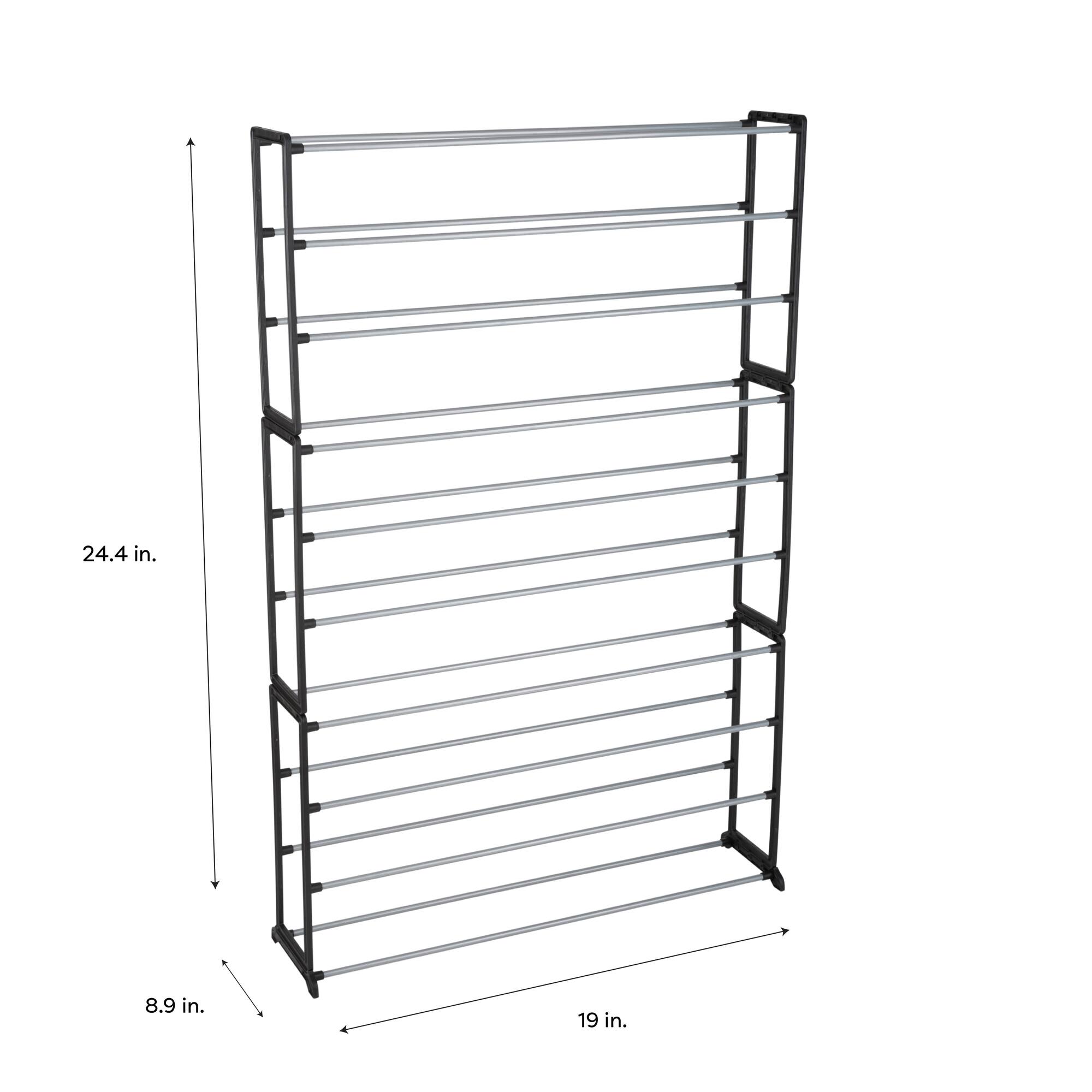 Simplify Black 50 Pair Shoe Organizer Rack